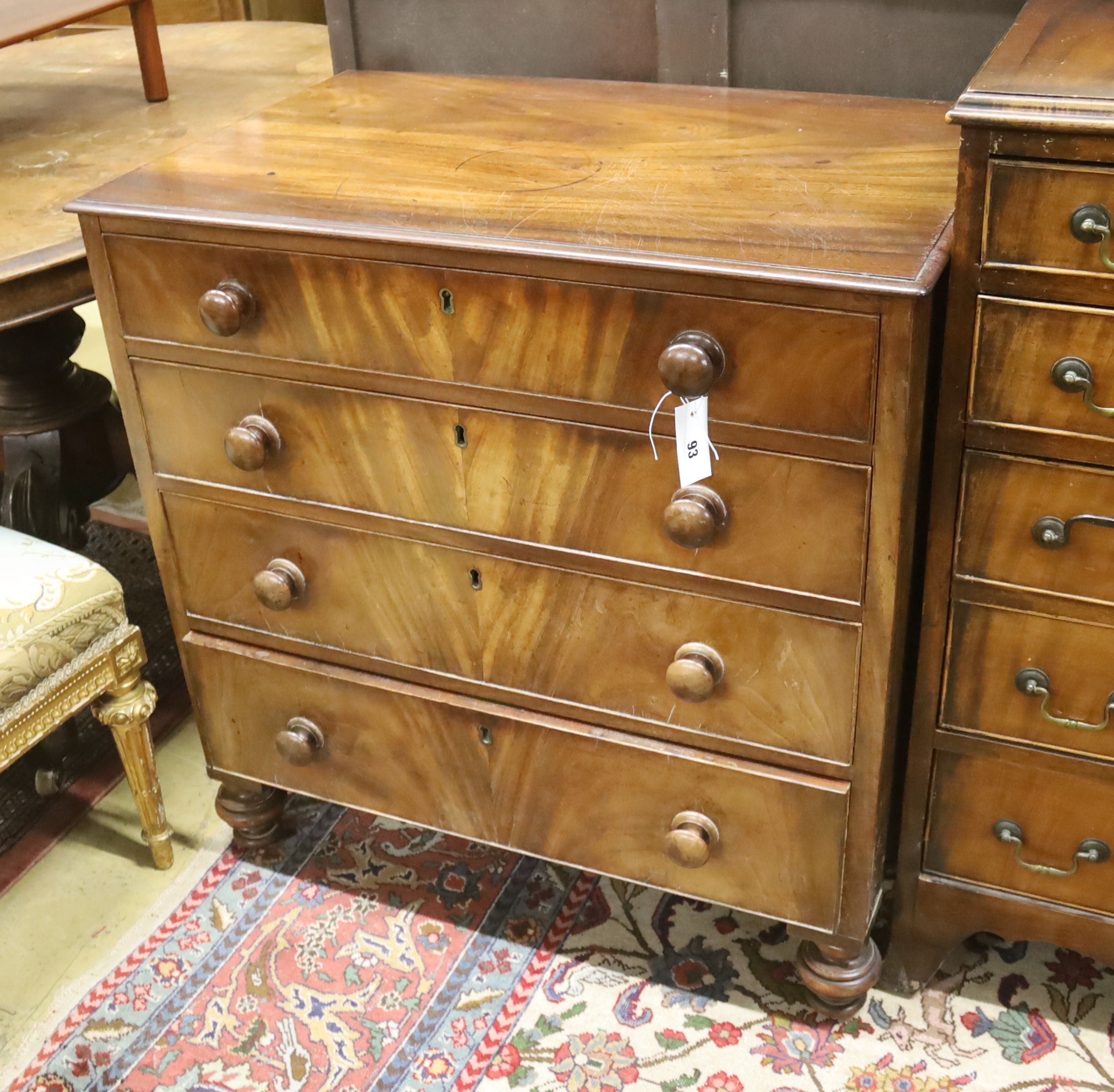 A small Victorian mahogany chest of four drawers, width 78cm, depth 49cm, height 80cm